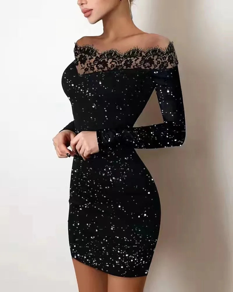 Vestido de Ombro Estrelado